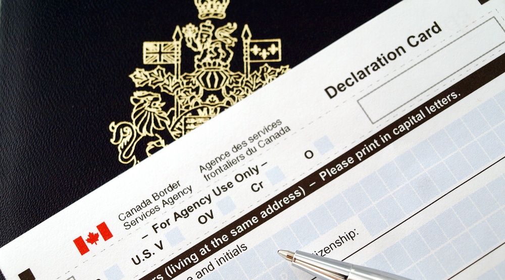 An image of a Canadian Customs Declaration Card