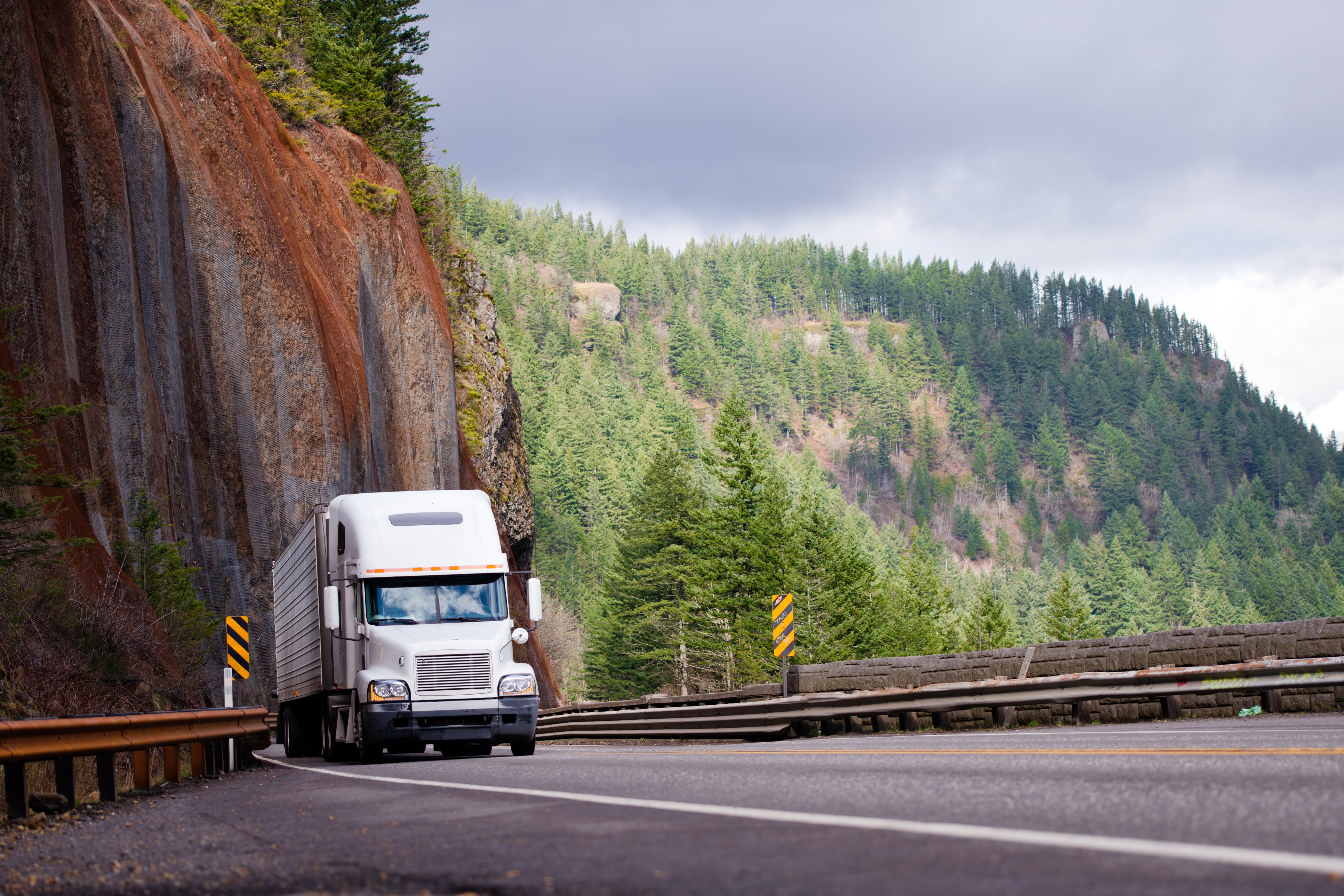 truck driving from la to canada through mountains